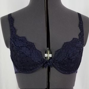 Victoria Secret Demis Navy Lace Underwire Bra 34B